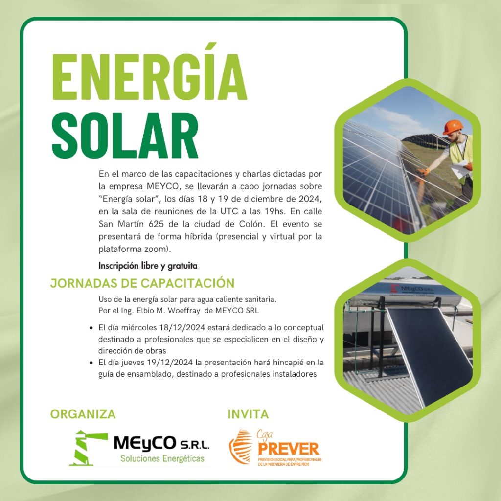 Jornadas sobre energía solar: capacitación y charlas